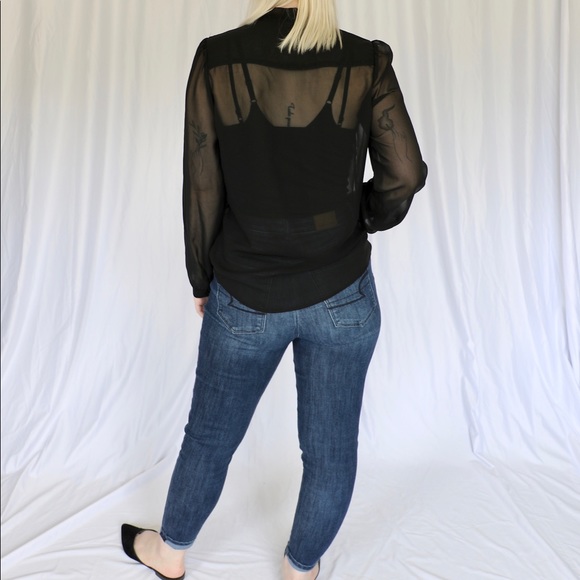 American Apparel Chiffon Bow Neck Blouse - Picture 3 of 8